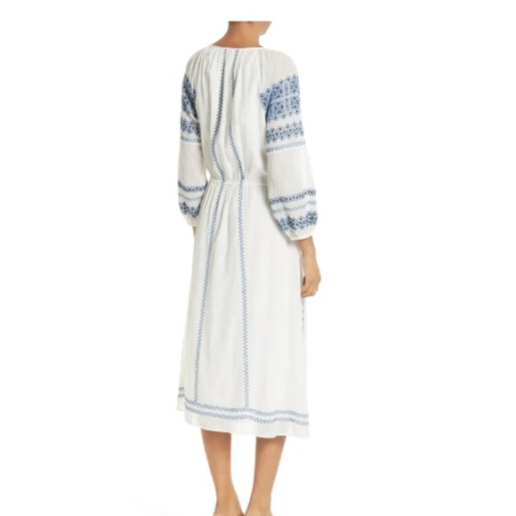 SOLD. Joie Aliz Embroidered Peasant Midi Dress - Picture 6 of 7
